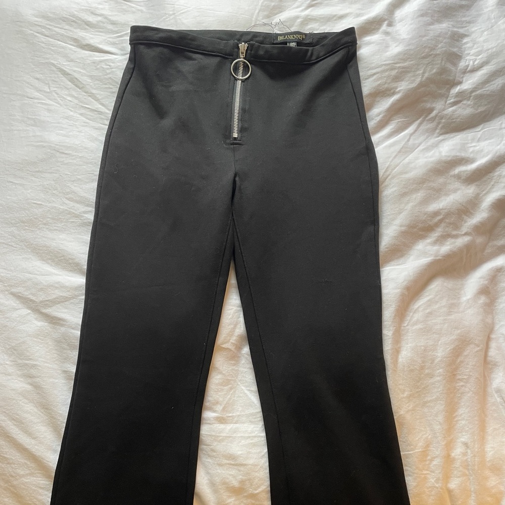 Blank NYC flare, split hem zipper pant